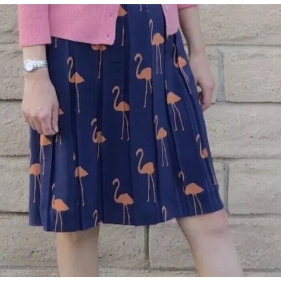Charlotte by Charlotte Taylor size 8 silk skirt with flamingos - Picture 1 of 5